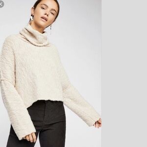 Free People Cream Cowl Neck Sweater